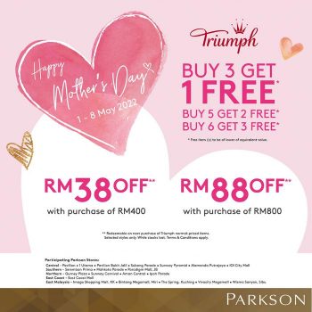 Parkson-Triumph-Mothers-Day-Sale-350x350 - Fashion Accessories Fashion Lifestyle & Department Store Johor Kedah Kelantan Kuala Lumpur Lingerie Malaysia Sales Melaka Negeri Sembilan Pahang Penang Perak Perlis Putrajaya Sabah Sarawak Selangor Terengganu Underwear 