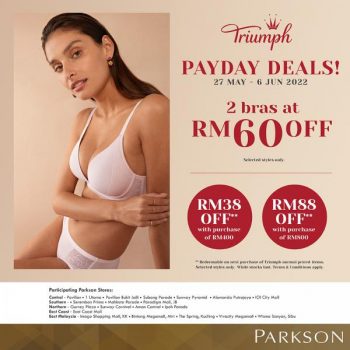 Parkson-Triumph-PayDay-Sale-350x350 - Fashion Accessories Fashion Lifestyle & Department Store Johor Kedah Kelantan Kuala Lumpur Lingerie Malaysia Sales Melaka Negeri Sembilan Pahang Penang Perak Perlis Putrajaya Sabah Sarawak Selangor Terengganu Underwear 