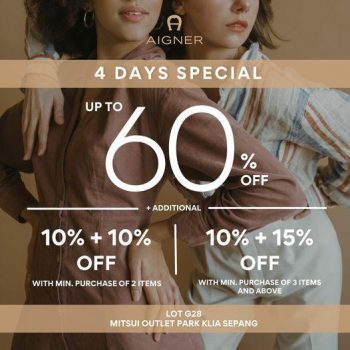 Aigner-4-Days-Special-Sale-at-Mitsui-Outlet-Park-350x350 - Apparels Fashion Accessories Fashion Lifestyle & Department Store Malaysia Sales Selangor 