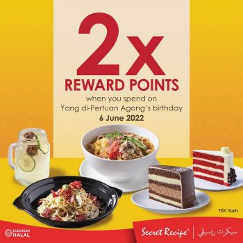 Secret-Recipe-2X-Reward-Points-Promotion-350x350 - Beverages Food , Restaurant & Pub Johor Kedah Kelantan Kuala Lumpur Melaka Negeri Sembilan Pahang Penang Perak Perlis Promotions & Freebies Putrajaya Sabah Sarawak Selangor Terengganu 