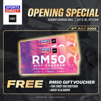 Sports-Direct-Opening-Special-at-USC-Sunway-Carnival-Mall-1-350x350 - Apparels Fashion Accessories Fashion Lifestyle & Department Store Footwear Penang Promotions & Freebies 