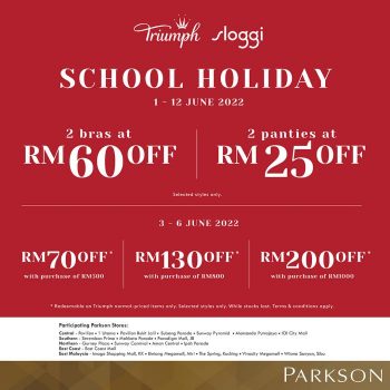 Triumph-Sloggi-School-Holiday-Sale-at-Parkson-350x350 - Fashion Accessories Fashion Lifestyle & Department Store Johor Kedah Kelantan Kuala Lumpur Lingerie Malaysia Sales Melaka Negeri Sembilan Pahang Penang Perak Perlis Putrajaya Sabah Sarawak Selangor Terengganu Underwear 