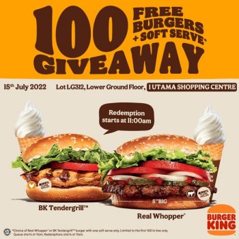 Burger-King-Opening-Special-at-1-Utama-1-350x350 - Beverages Burger Food , Restaurant & Pub Promotions & Freebies Selangor 