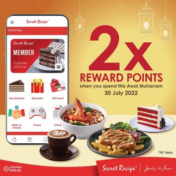 Secret-Recipe-2X-Reward-Points-in-Celebrating-Awal-Muharram-Promotion-350x350 - Beverages Food , Restaurant & Pub Johor Kedah Kelantan Kuala Lumpur Melaka Negeri Sembilan Online Store Pahang Penang Perak Perlis Promotions & Freebies Putrajaya Sabah Sarawak Selangor Terengganu 