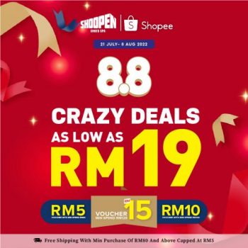 Shoopen-Shopee-8.8-Crazy-Deals-350x350 - Fashion Accessories Fashion Lifestyle & Department Store Footwear Johor Kedah Kelantan Kuala Lumpur Melaka Negeri Sembilan Online Store Pahang Penang Perak Perlis Promotions & Freebies Putrajaya Sabah Sarawak Selangor Terengganu 