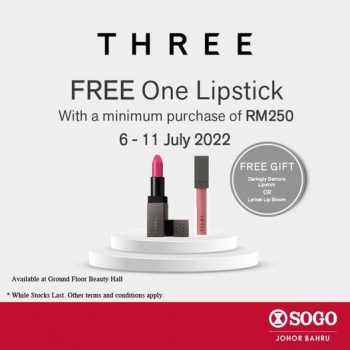 THREE-Free-One-Lipstick-Deal-at-SOGO-350x350 - Beauty & Health Cosmetics Johor Promotions & Freebies 
