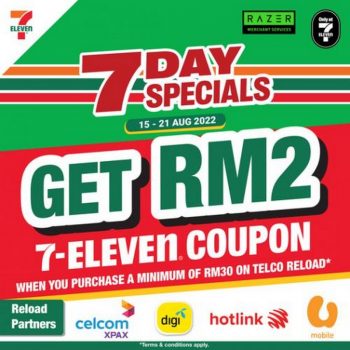 7-Eleven-Telco-Reload-Free-RM2-Coupon-Promotion-350x350 - Internet & Communication Johor Kedah Kelantan Kuala Lumpur Melaka Negeri Sembilan Pahang Penang Perak Perlis Promotions & Freebies Putrajaya Sabah Sarawak Selangor Supermarket & Hypermarket Terengganu 