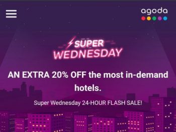 Agoda-Super-Wednesday-Deal-350x263 - Hotels Johor Kedah Kelantan Kuala Lumpur Melaka Negeri Sembilan Pahang Penang Perak Perlis Promotions & Freebies Putrajaya Sabah Sarawak Selangor Sports,Leisure & Travel Terengganu Travel Packages 