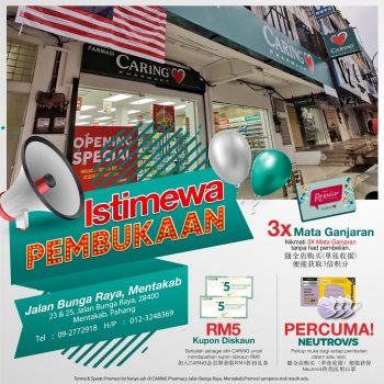 Caring-Pharmacy-Opening-Promotion-at-Jalan-Bunga-Raya-Mentakab-350x350 - Beauty & Health Health Supplements Pahang Personal Care Promotions & Freebies 