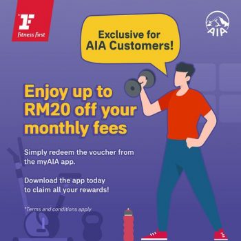 Fitness-First-Special-Deal-with-myAIA-app-350x350 - Fitness Johor Kedah Kelantan Kuala Lumpur Melaka Negeri Sembilan Online Store Pahang Penang Perak Perlis Promotions & Freebies Putrajaya Sabah Sarawak Selangor Sports,Leisure & Travel Terengganu 