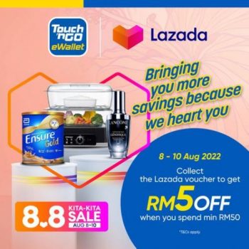 Lazada-8.8-Sale-RM5-off-with-Touch-n-Go-eWallet-350x350 - eWallet & Digital Currency Johor Kedah Kelantan Kuala Lumpur Melaka Negeri Sembilan Online Store Others Pahang Penang Perak Perlis Promotions & Freebies Putrajaya Sabah Sarawak Selangor Terengganu 