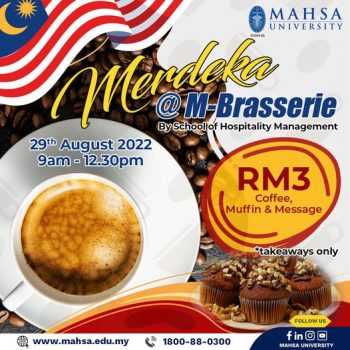 MAHSA-University-Merdeka-Celebration-Deal-at-M-Brasserie-350x350 - Beverages Food , Restaurant & Pub Promotions & Freebies Selangor 