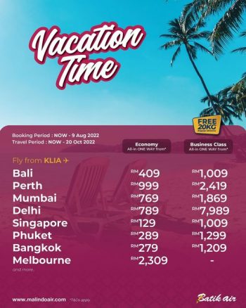 Malindo-Air-Vacation-Time-Deal-350x438 - Air Fare Johor Kedah Kelantan Kuala Lumpur Melaka Negeri Sembilan Online Store Pahang Penang Perak Perlis Promotions & Freebies Putrajaya Sabah Sarawak Selangor Sports,Leisure & Travel Terengganu Travel Packages 