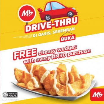 Marrybrown-Oasis-Drive-thru-FREE-Cheesy-Wedges-Promotion-350x350 - Beverages Food , Restaurant & Pub Negeri Sembilan Promotions & Freebies 