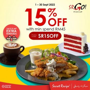 Secret-Recipe-SR-Go-15-off-Promotion-350x350 - Beverages Food , Restaurant & Pub Johor Kedah Kelantan Kuala Lumpur Melaka Negeri Sembilan Pahang Penang Perak Perlis Promotions & Freebies Putrajaya Sabah Sarawak Selangor Terengganu 