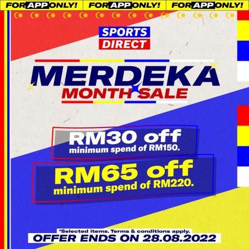 Now till 28 Aug 2022 Sports Direct Mobile App Merdeka Sale