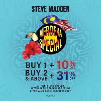 Steve-Madden-Merdeka-Promotion-at-Mitsui-Outlet-Park-350x350 - Bags Fashion Accessories Fashion Lifestyle & Department Store Promotions & Freebies Selangor 