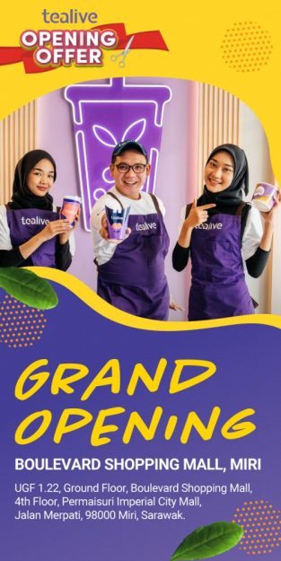 Tealive-Opening-Promotion-at-Boulevard-Shopping-Mall-Miri-313x625 - Beverages Food , Restaurant & Pub Promotions & Freebies Sarawak 
