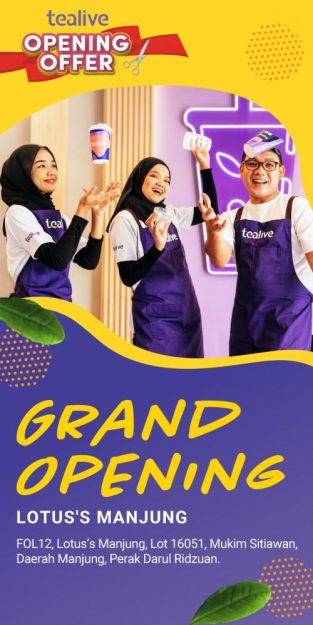 Tealive-Opening-Promotion-at-Lotuss-Manjung-313x625 - Beverages Food , Restaurant & Pub Perak Promotions & Freebies 