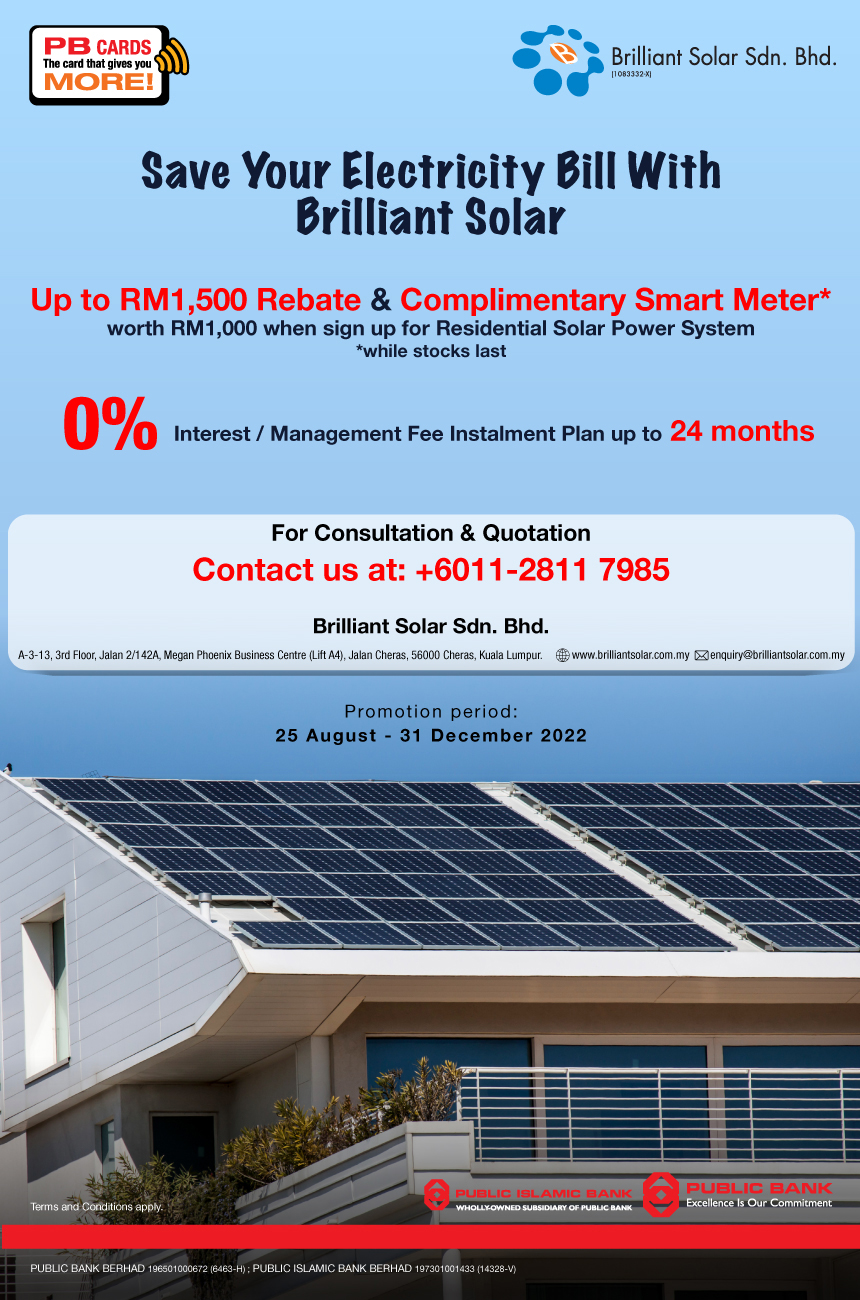 Now till 31 Dec 2022 Brilliant Solar Special Deal with Public Bank
