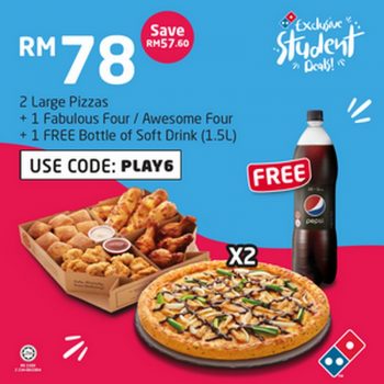 Dominos-Pizza-School-Holiday-Season-Deal-1-350x350 - Beverages Food , Restaurant & Pub Johor Kedah Kelantan Kuala Lumpur Melaka Negeri Sembilan Online Store Pahang Penang Perak Perlis Pizza Promotions & Freebies Putrajaya Sabah Sarawak Selangor Terengganu 