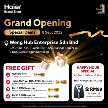 Haier-Grand-Opening-Deal-at-Nilais-1-350x350 - Electronics & Computers Home Appliances Kitchen Appliances Negeri Sembilan Promotions & Freebies 