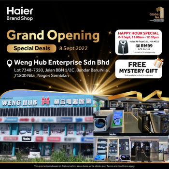 Haier-Grand-Opening-Deal-at-Nilais-350x350 - Electronics & Computers Home Appliances Kitchen Appliances Negeri Sembilan Promotions & Freebies 