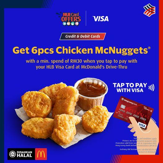 Now till 16 Sep 2022 McDonald's Hong Leong Visa Card Free Chicken