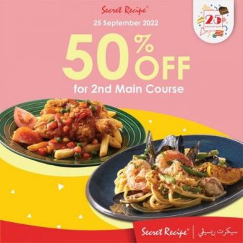 Secret-Recipe-50-OFF-for-2nd-Main-Course-Promotion-350x350 - Beverages Food , Restaurant & Pub Johor Kedah Kelantan Kuala Lumpur Melaka Negeri Sembilan Pahang Penang Perak Perlis Promotions & Freebies Putrajaya Sabah Sarawak Selangor Terengganu 