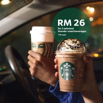 Starbucks-Drive-Thru-Two-Selected-Grande-sized-Beverages-Promo - Beverages Food , Restaurant & Pub Johor Kedah Kelantan Kuala Lumpur Melaka Negeri Sembilan Pahang Penang Perak Perlis Promotions & Freebies Putrajaya Sabah Sarawak Selangor Terengganu 