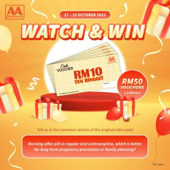 AA-Pharmacy-Watch-Win-Contest-350x350 - Beauty & Health Cosmetics Events & Fairs Fragrances Health Supplements Johor Kedah Kelantan Kuala Lumpur Melaka Negeri Sembilan Online Store Pahang Penang Perak Perlis Personal Care Putrajaya Sabah Sarawak Selangor Terengganu 