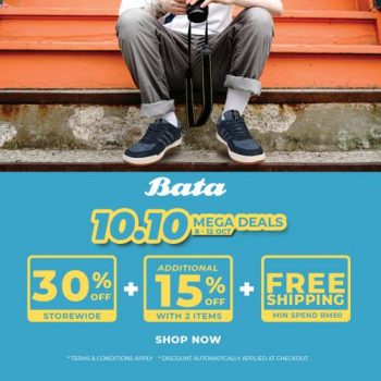 Bata-10.10-Mega-Deals-Promotion-350x350 - Fashion Accessories Fashion Lifestyle & Department Store Footwear Johor Kedah Kelantan Kuala Lumpur Melaka Negeri Sembilan Pahang Penang Perak Perlis Promotions & Freebies Putrajaya Sabah Sarawak Selangor Terengganu 