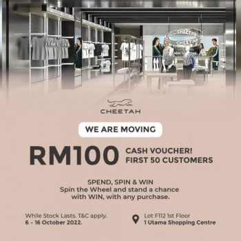 Cheetah-Cash-Voucher-Promo-at-1-Utama-350x350 - Apparels Fashion Accessories Fashion Lifestyle & Department Store Promotions & Freebies Selangor 