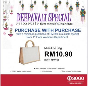 SOGO-Purchase-With-Purchase-Deepavali-Promotion-350x343 - Kuala Lumpur Promotions & Freebies Selangor Supermarket & Hypermarket 