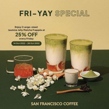 San-Francisco-Coffee-FRI-YAY-Special-350x350 - Beverages Food , Restaurant & Pub Johor Kedah Kelantan Kuala Lumpur Melaka Negeri Sembilan Pahang Penang Perak Perlis Promotions & Freebies Putrajaya Sabah Sarawak Selangor Terengganu 