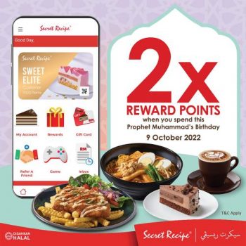 Secret-Recipe-Prophet-Muhammads-Birthday-2X-Reward-Points-Promotion-350x350 - Beverages Food , Restaurant & Pub Johor Kuala Lumpur Perak Promotions & Freebies Sabah Selangor 