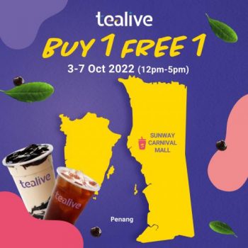 Tealive-Buy-1-Free-1-Promotion-at-Sunway-Carnival-Mall-350x350 - Beverages Food , Restaurant & Pub Penang Promotions & Freebies 