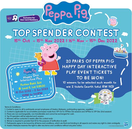 15 Oct15 Dec 2022 Toys"R"Us Peppa Pig Happy Day Interactive Event