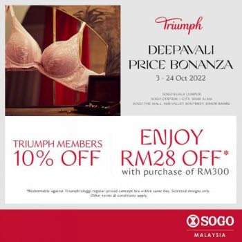 Triumph-Deepavali-Price-Bonanza-Promotion-at-SOGO-350x350 - Fashion Accessories Fashion Lifestyle & Department Store Johor Kuala Lumpur Lingerie Promotions & Freebies Selangor Underwear 