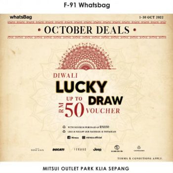 Whatsbag-October-Diwali-Lucky-Draw-Promotion-at-Mitsui-Outlet-Park-350x349 - Bags Fashion Accessories Fashion Lifestyle & Department Store Promotions & Freebies Selangor 