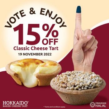Hokkaido-Baked-Cheese-Tart-General-Election-Promotion-350x350 - Beverages Food , Restaurant & Pub Johor Kedah Kelantan Kuala Lumpur Melaka Negeri Sembilan Pahang Penang Perak Perlis Promotions & Freebies Putrajaya Sabah Sarawak Selangor Terengganu 