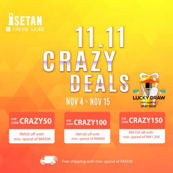 Isetan-11.11-Crazy-Deals-350x350 - Johor Kedah Kelantan Kuala Lumpur Melaka Negeri Sembilan Online Store Others Pahang Penang Perak Perlis Promotions & Freebies Putrajaya Sabah Sarawak Selangor Terengganu 