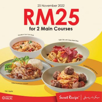 Secret-Recipe-RM25-for-2-Main-Courses-Promotion-350x350 - Beverages Food , Restaurant & Pub Johor Kedah Kelantan Kuala Lumpur Melaka Negeri Sembilan Pahang Penang Perak Perlis Promotions & Freebies Putrajaya Sabah Sarawak Selangor Terengganu 