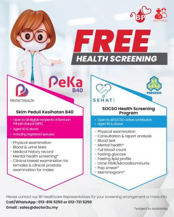 BP-Healthcare-PeKa-B40-or-PERKESO-Free-Health-Screening-Programme-350x438 - Beauty & Health Johor Kedah Kelantan Kuala Lumpur Melaka Negeri Sembilan Pahang Penang Perak Perlis Personal Care Promotions & Freebies Putrajaya Sabah Sarawak Selangor Terengganu 