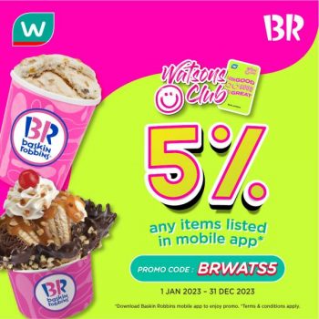 Baskin-Robbins-Watsons-Members-5-off-Promotion-350x350 - Beverages Food , Restaurant & Pub Ice Cream Johor Kedah Kelantan Kuala Lumpur Melaka Negeri Sembilan Pahang Penang Perak Perlis Promotions & Freebies Putrajaya Sabah Sarawak Selangor Terengganu 