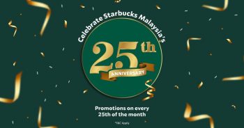 Starbucks-25th-Anniversary-Promotion-350x184 - Beverages Food , Restaurant & Pub Johor Kedah Kelantan Kuala Lumpur Melaka Negeri Sembilan Pahang Penang Perak Perlis Promotions & Freebies Putrajaya Sabah Sales Happening Now In Malaysia Sarawak Selangor Terengganu 