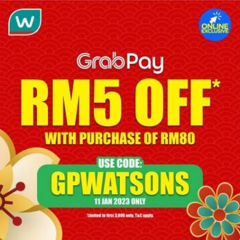 Watsons-Online-GrabPay-RM5-off-Promotion-350x350 - Beauty & Health Cosmetics Health Supplements Johor Kedah Kelantan Kuala Lumpur Melaka Negeri Sembilan Online Store Pahang Penang Perak Perlis Personal Care Promotions & Freebies Putrajaya Sabah Sarawak Selangor Terengganu 