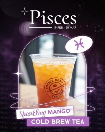 Coffee-Bean-Pisces-Sparkling-Mango-Cold-Brew-Tea-Promo-350x438 - Beverages Food , Restaurant & Pub Johor Kedah Kelantan Kuala Lumpur Melaka Negeri Sembilan Pahang Penang Perak Perlis Promotions & Freebies Putrajaya Sabah Sarawak Selangor Terengganu 