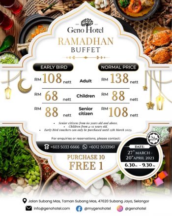 Geno-Hotel-Ramadan-Buffet-Dinner-Deal-350x438 - Beverages Food , Restaurant & Pub Hotels Promotions & Freebies Selangor Sports,Leisure & Travel 