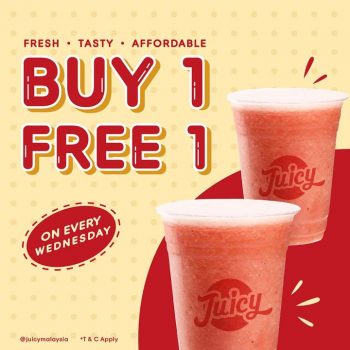 JUICY-Buy-1-Free-1-Day-on-Every-Wednesday-350x350 - Beverages Food , Restaurant & Pub Johor Kedah Kelantan Kuala Lumpur Melaka Negeri Sembilan Pahang Penang Perak Perlis Promotions & Freebies Putrajaya Sabah Sarawak Selangor Terengganu 